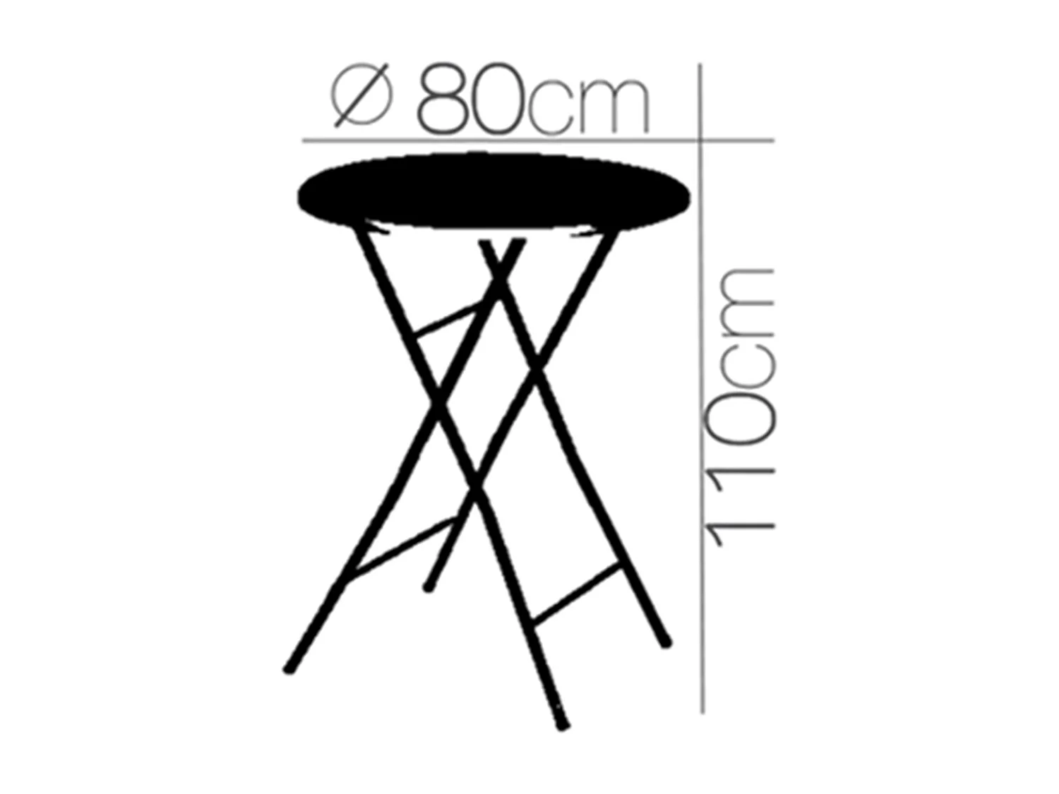Table haute pliable, table cocktail d'extérieur, table de jardin avec pieds en acier-Diamètre 80 x Hauteur 110 cm-