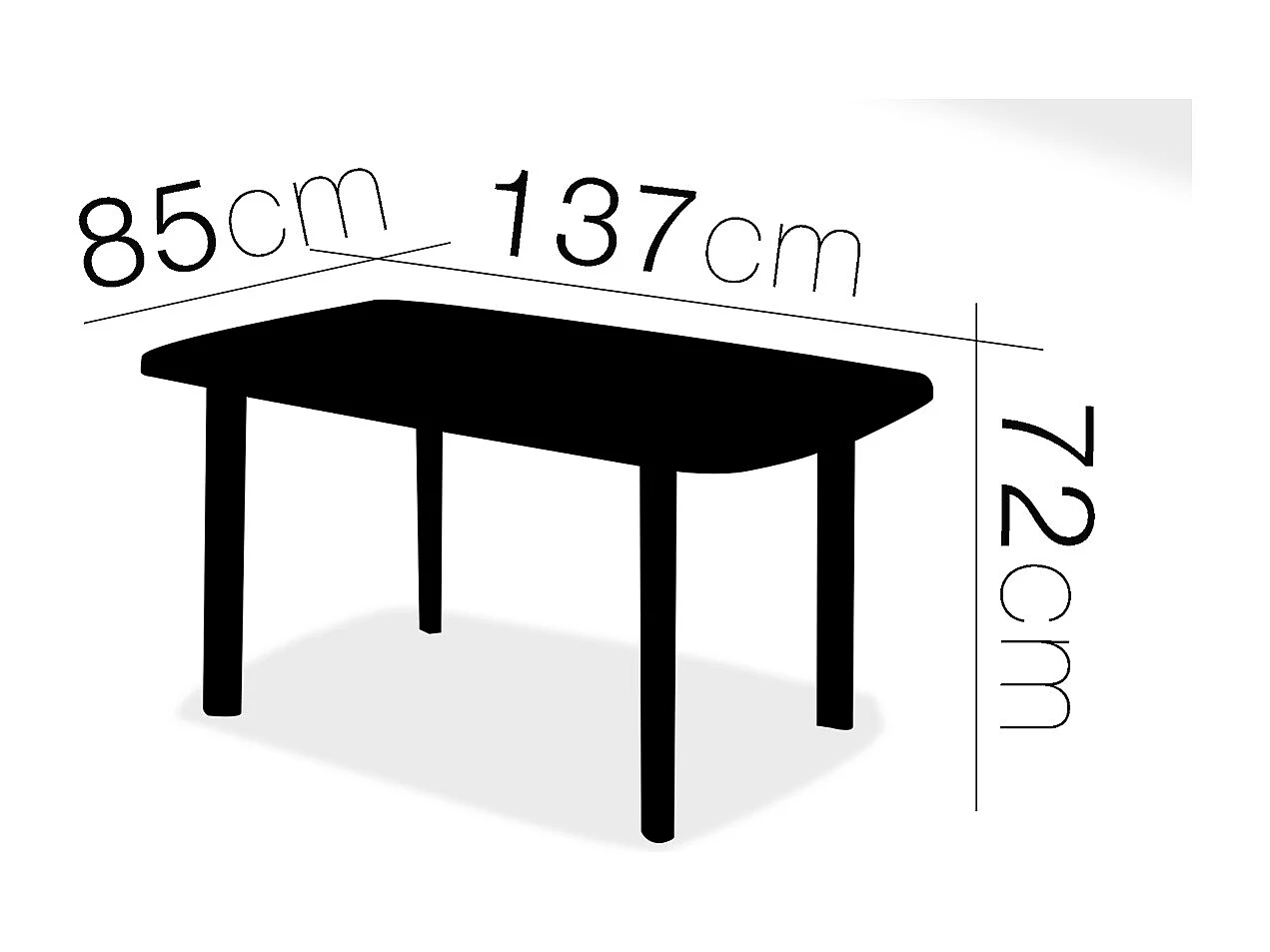 Table de jardin rectangulaire, table de salle à manger d'extérieur - Longueur 137 x Profondeur 85 x Hauteur 72 cm