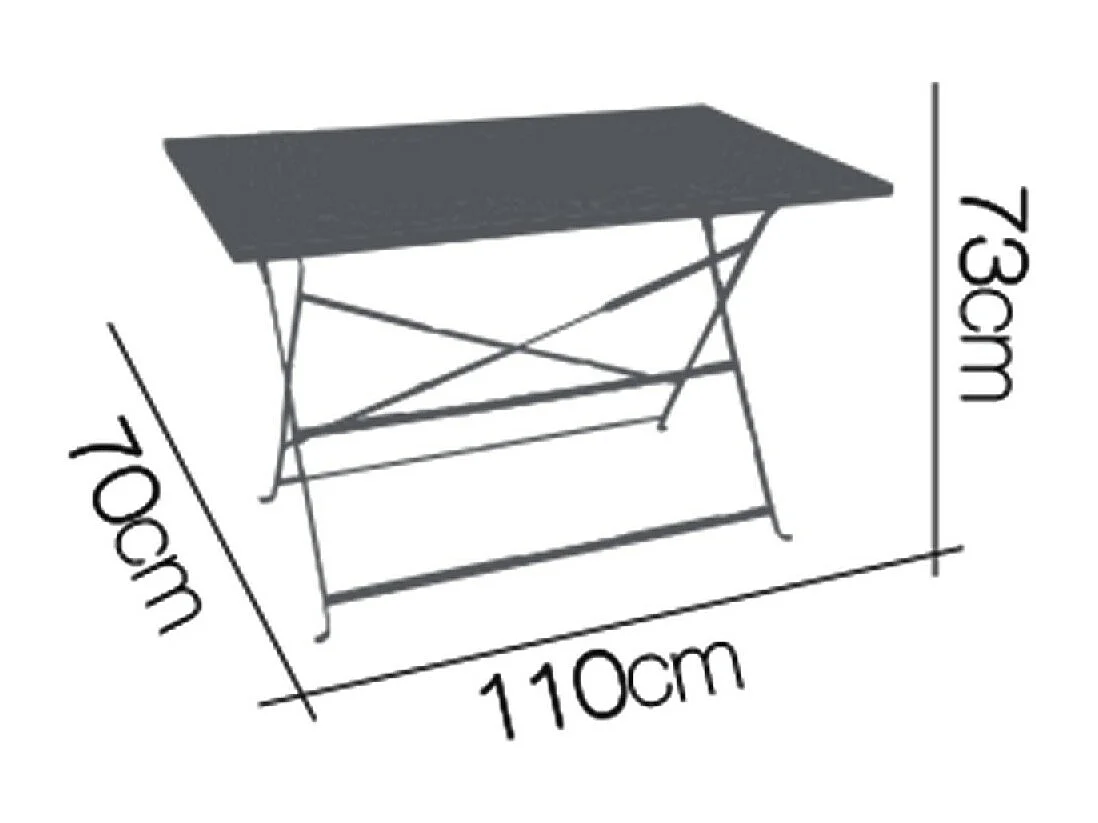 Table de jardin, table à manger pliante d'extérieur en métal - Longueur 110 x Profondeur 70 x Hauteur 73 cm