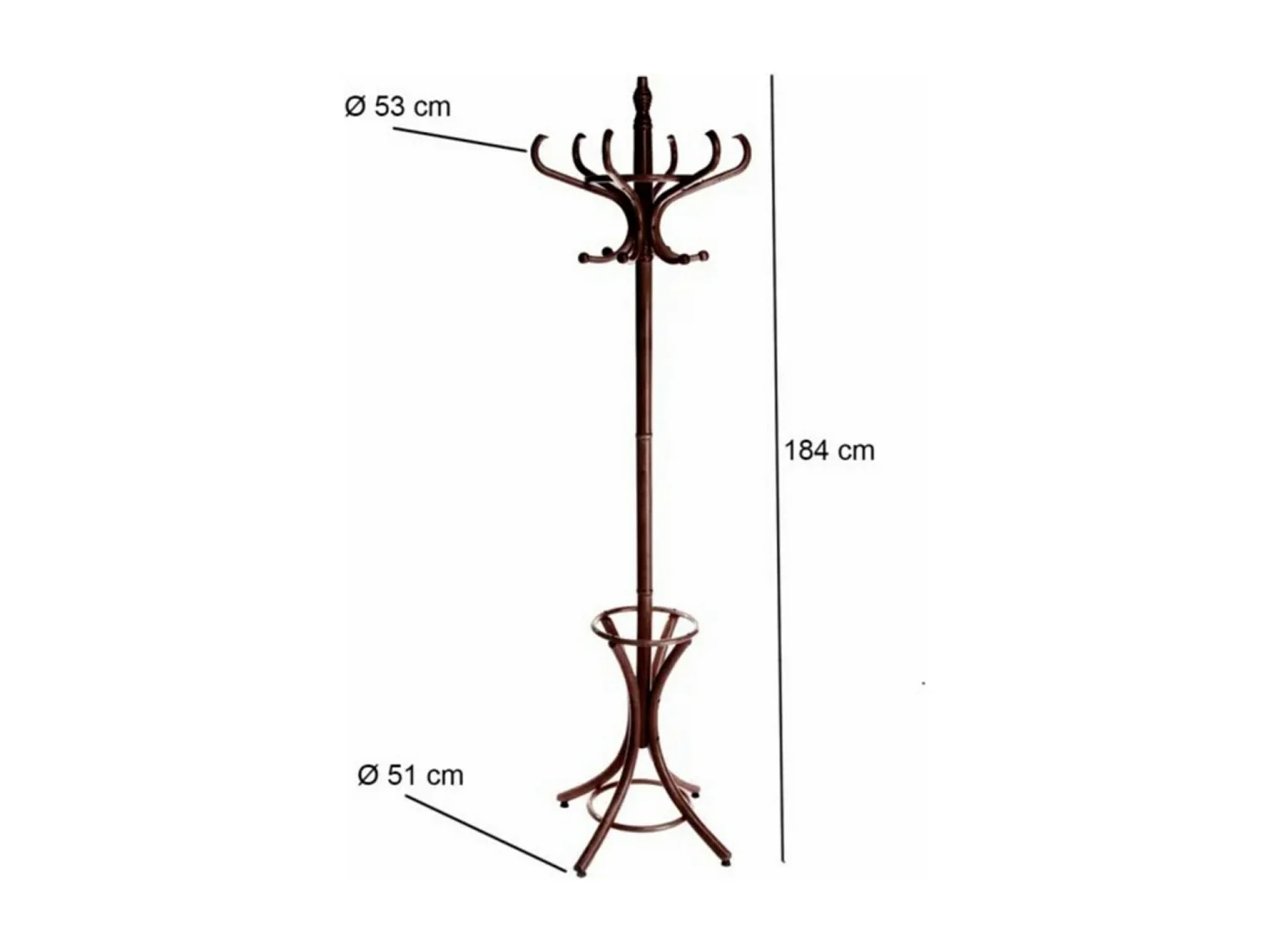 Porte-manteau coloris acajou - Longueur 51 x Profondeur 51 x Hauteur 184 cm