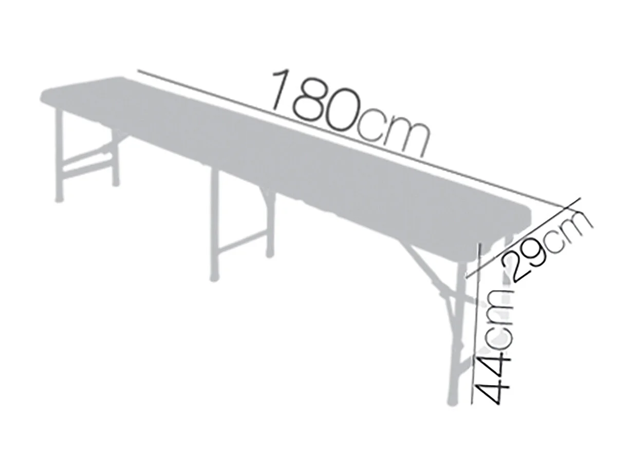 Banc de jardin pliant 3 places, banc d'extérieur avec pieds en aluminium - Longueur 180 x Profondeur 29 x Hauteur 44 cm