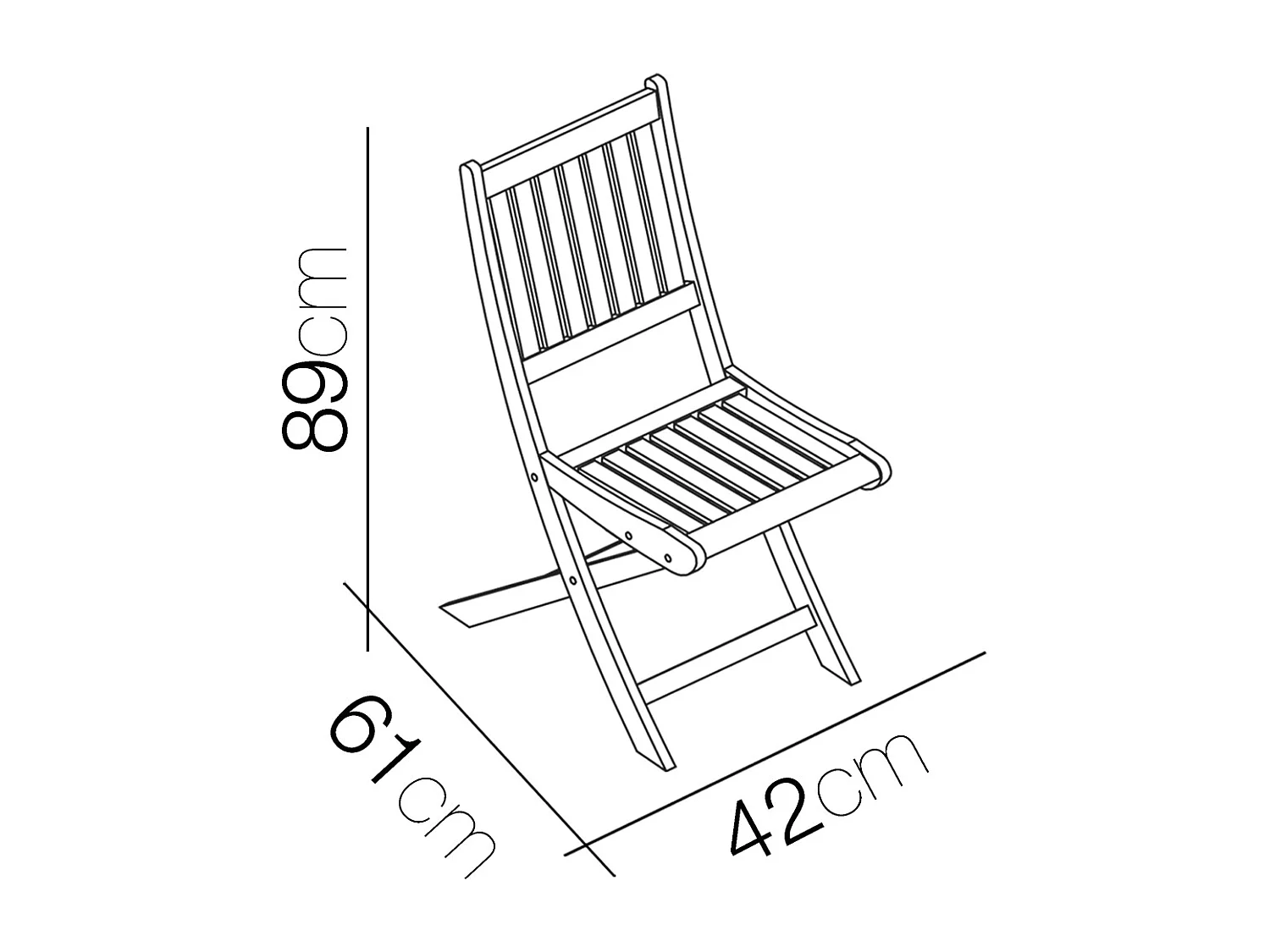 Chaise de Jardin, Chaise d'extérieur, sièges d'extérieur en Bois Coloris Naturel - Longueur 42 x Profondeur 61 x Hauteur 89 cm