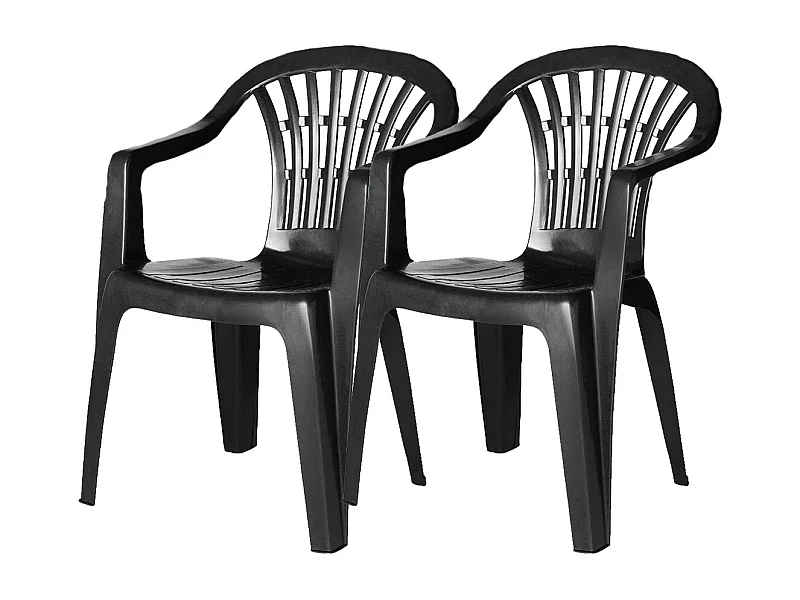 chaise de jardin empilable en résine coloris gris anthracite-Longueur 57 x Profondeur 57 x Hauteur 80 cm