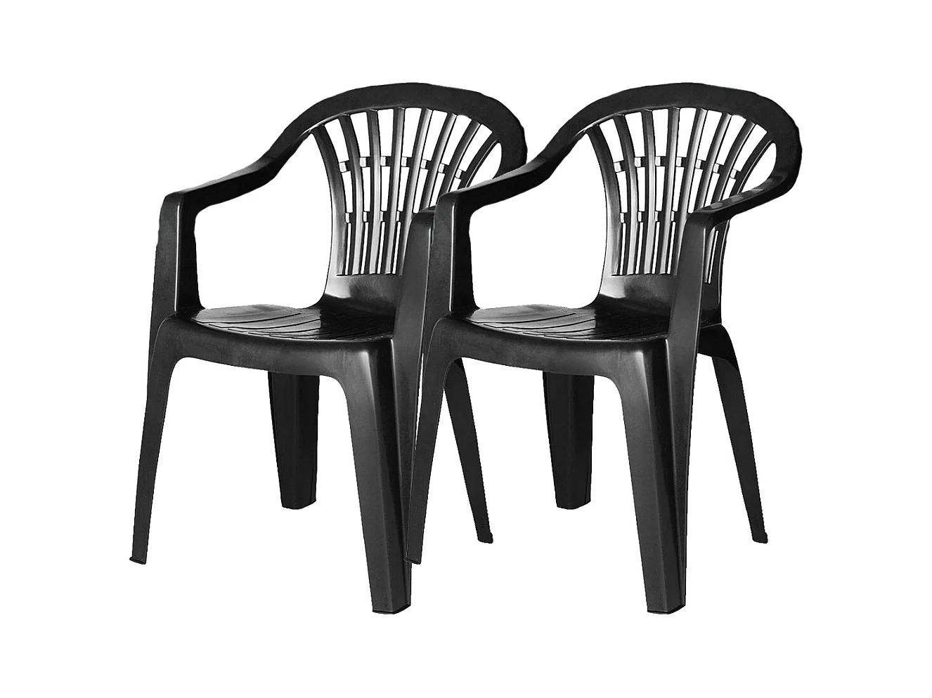 chaise de jardin empilable en résine coloris gris anthracite-Longueur 57 x Profondeur 57 x Hauteur 80 cm