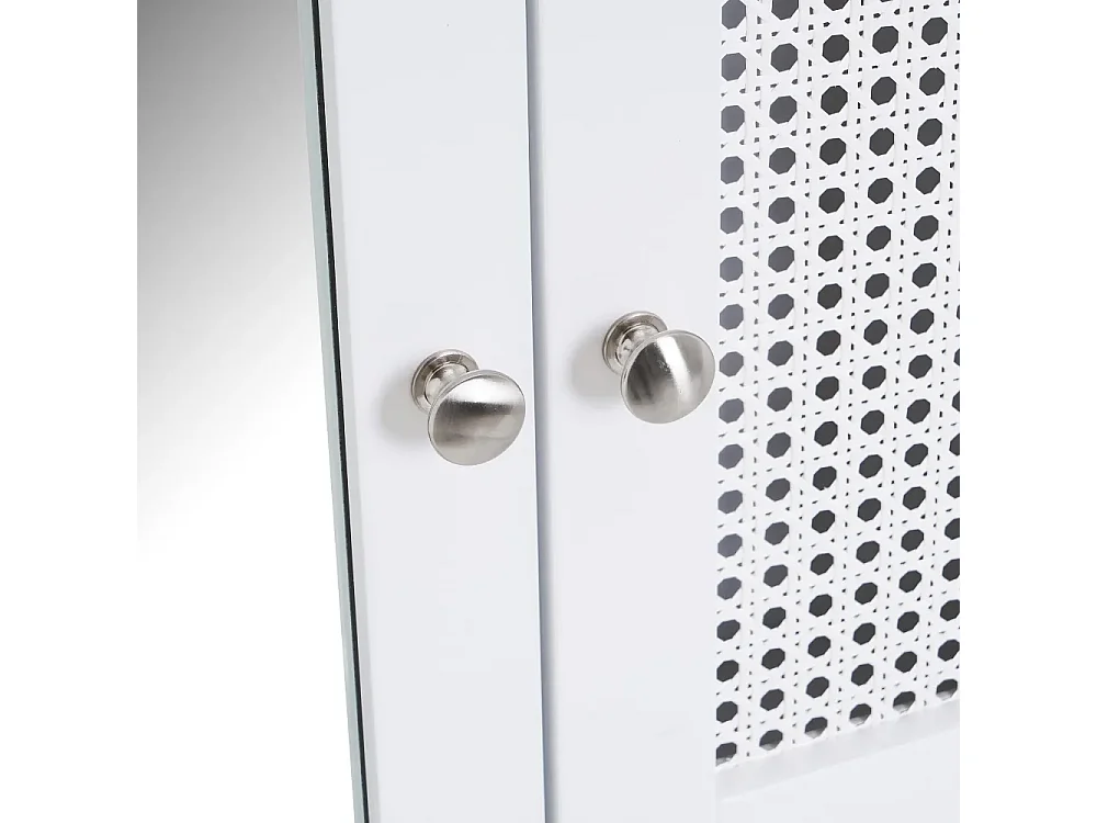 Armoire murale, meuble de rangement de salle de bain avec miroir en MDF coloris Blanc - Longueur 58 x Profondeur 13 x Hauteur 56 cm