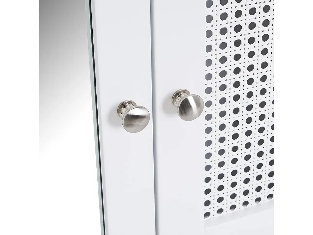 Armoire murale, meuble de rangement de salle de bain avec miroir en MDF coloris Blanc - Longueur 58 x Profondeur 13 x Hauteur 56 cm