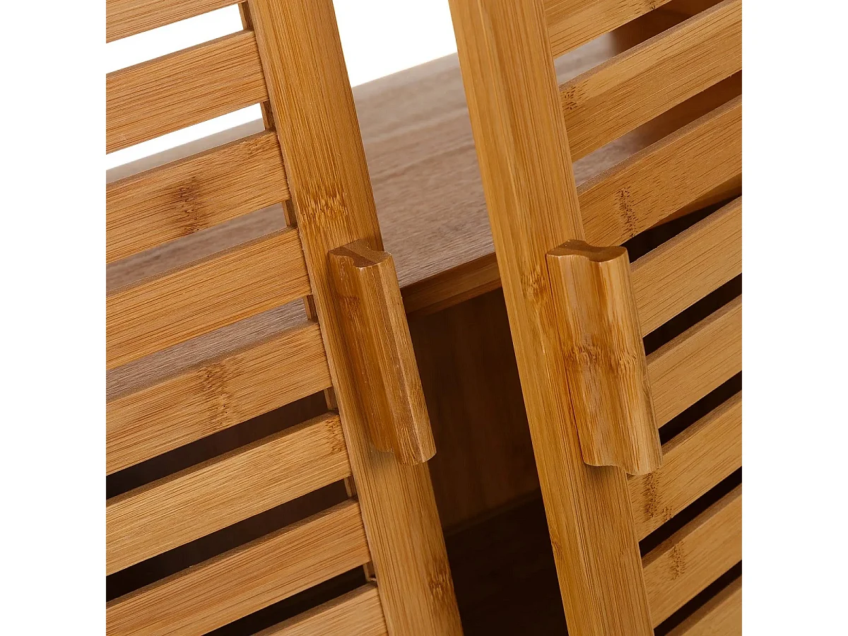 Meuble bas sous lavabo pour salle de bain en bambou coloris naturel - Longueur 60 x Profondeur 30 x Hauteur 62 cm