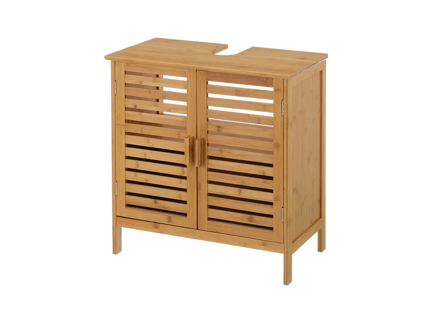 Meuble bas sous lavabo pour salle de bain en bambou coloris naturel - Longueur 60 x Profondeur 30 x Hauteur 62 cm
