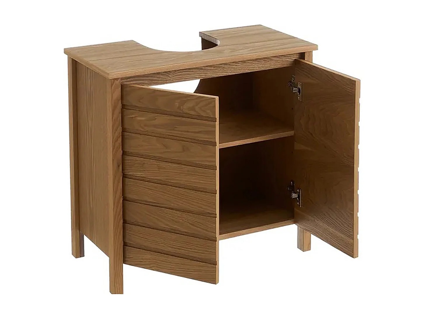 Meuble sous-lavabo de salle de bain, meuble de rangement en MDF coloris naturel - Longueur 60 x Hauteur 60 x Profondeur 30 cm