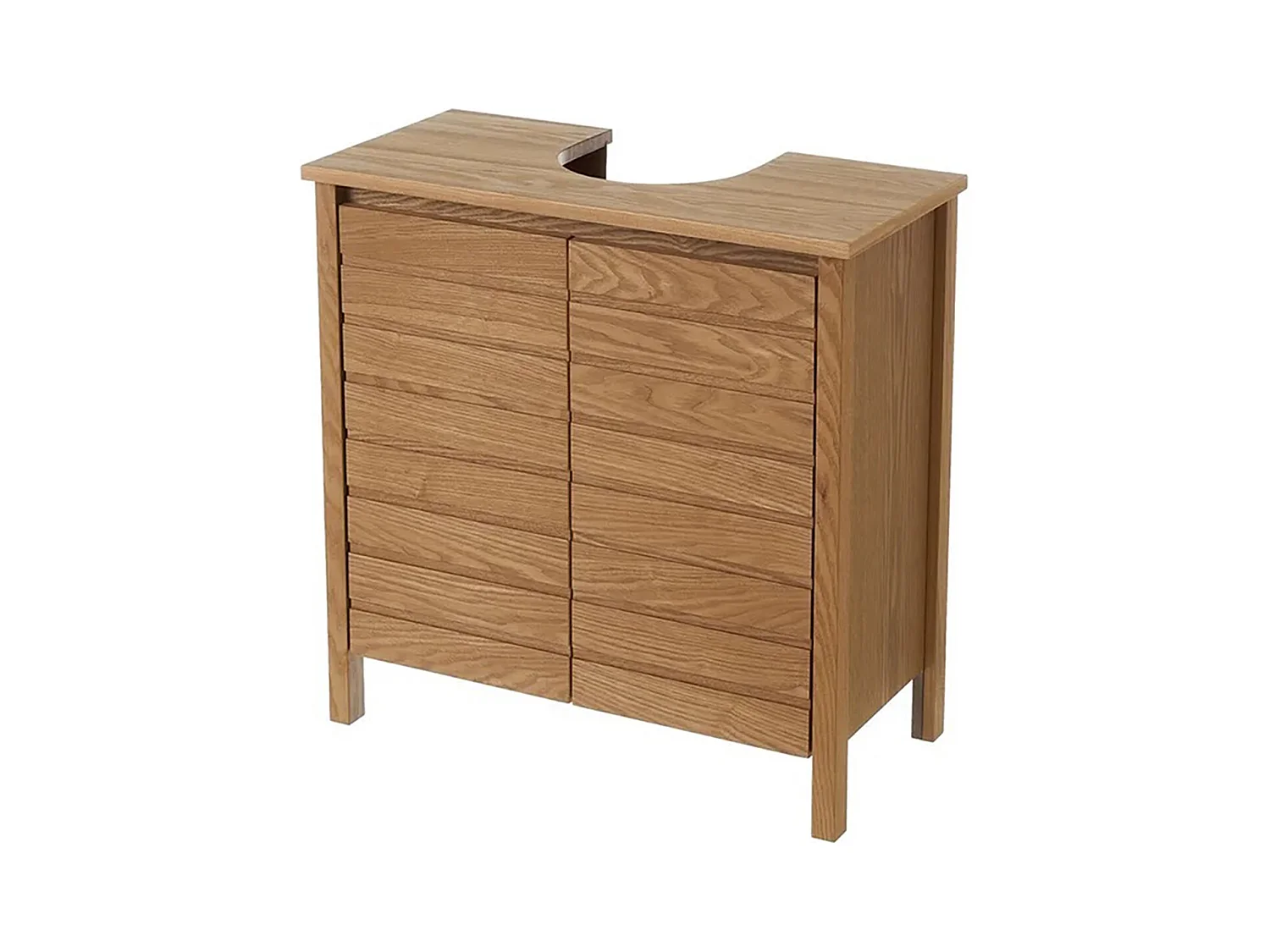 Meuble sous-lavabo de salle de bain, meuble de rangement en MDF coloris naturel - Longueur 60 x Hauteur 60 x Profondeur 30 cm