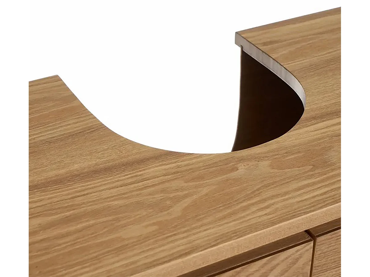 Meuble sous-lavabo de salle de bain, meuble de rangement en MDF coloris naturel - Longueur 60 x Hauteur 60 x Profondeur 30 cm