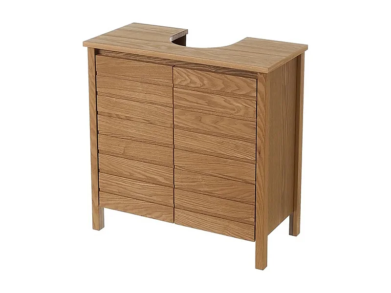 Meuble sous-lavabo de salle de bain, meuble de rangement en MDF coloris naturel - Longueur 60 x Hauteur 60 x Profondeur 30 cm