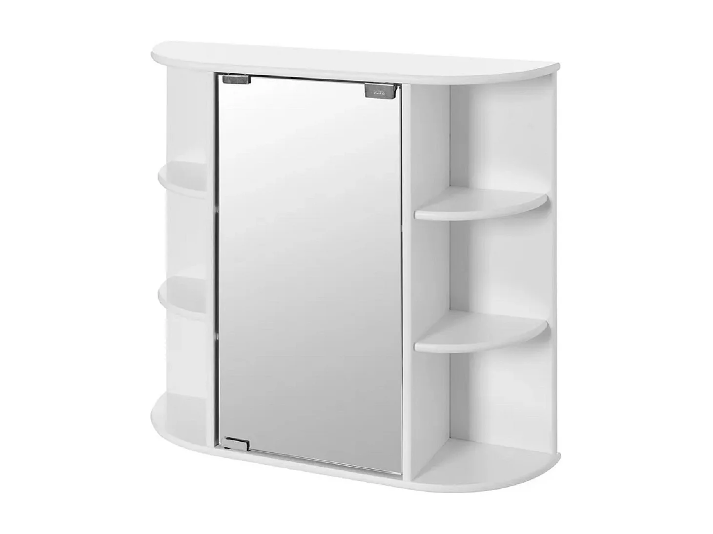 Meuble de rangement salle de bain avec miroir en MDF coloris blanc - Longueur 59 x Profondeur 16 x Hauteur 58 cm