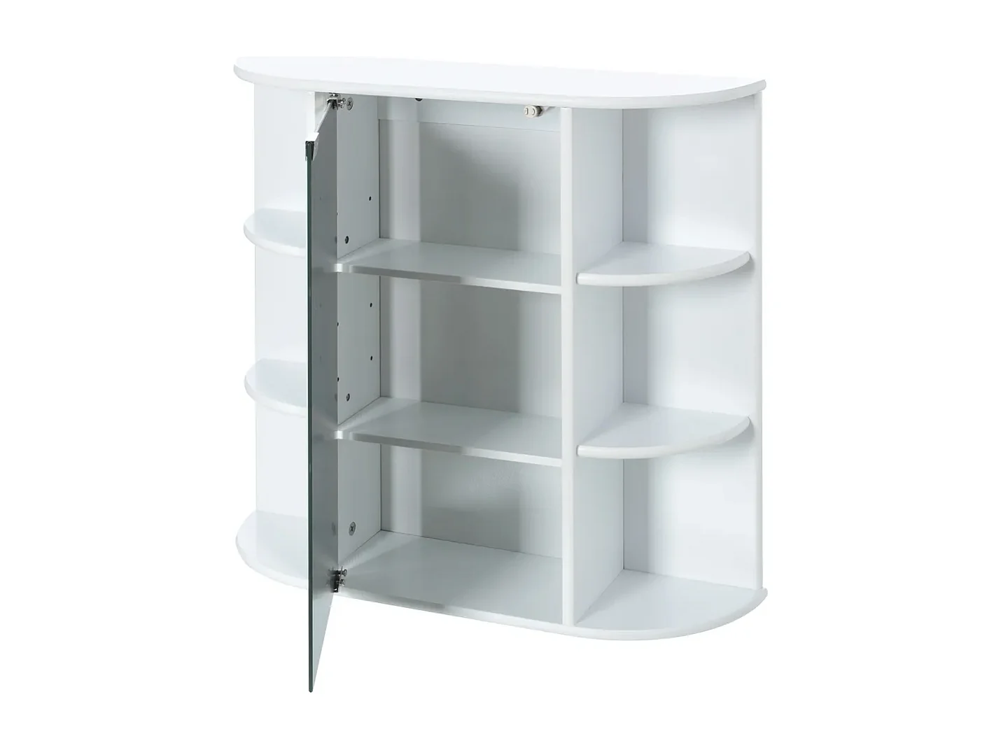 Meuble de rangement salle de bain avec miroir en MDF coloris blanc - Longueur 59 x Profondeur 16 x Hauteur 58 cm