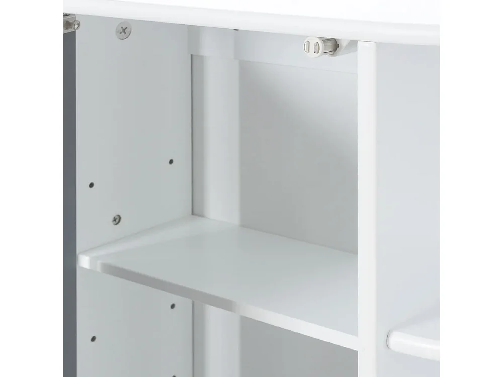 Meuble de rangement salle de bain avec miroir en MDF coloris blanc - Longueur 59 x Profondeur 16 x Hauteur 58 cm