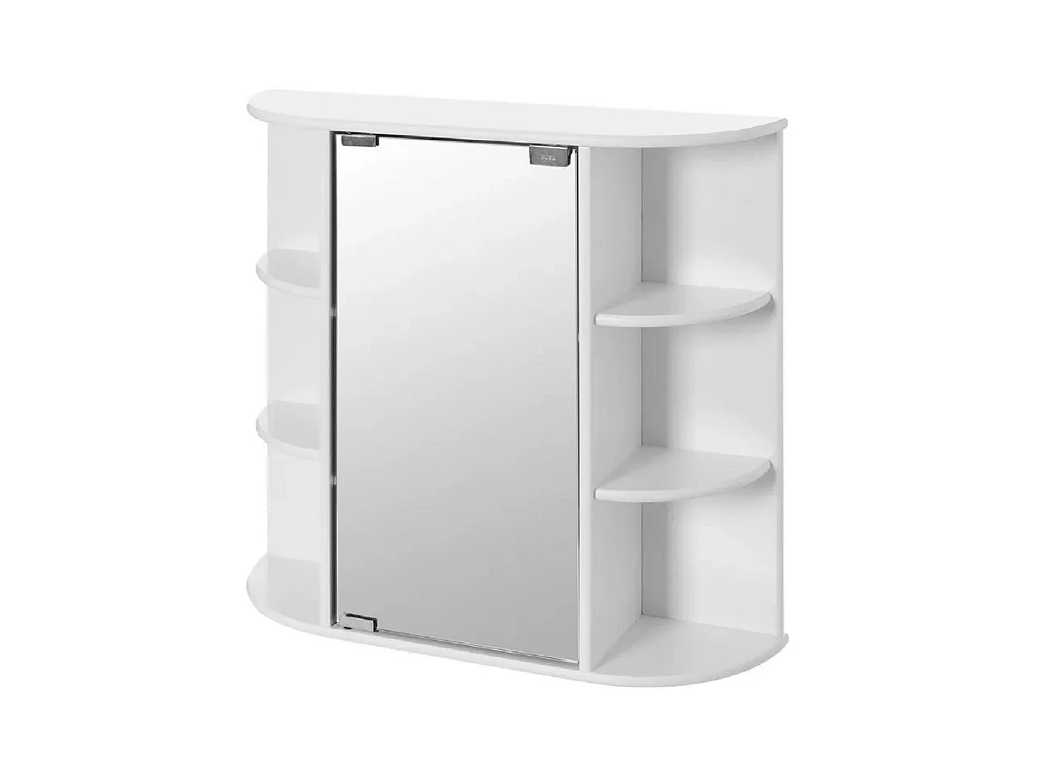 Meuble de rangement salle de bain avec miroir en MDF coloris blanc - Longueur 59 x Profondeur 16 x Hauteur 58 cm