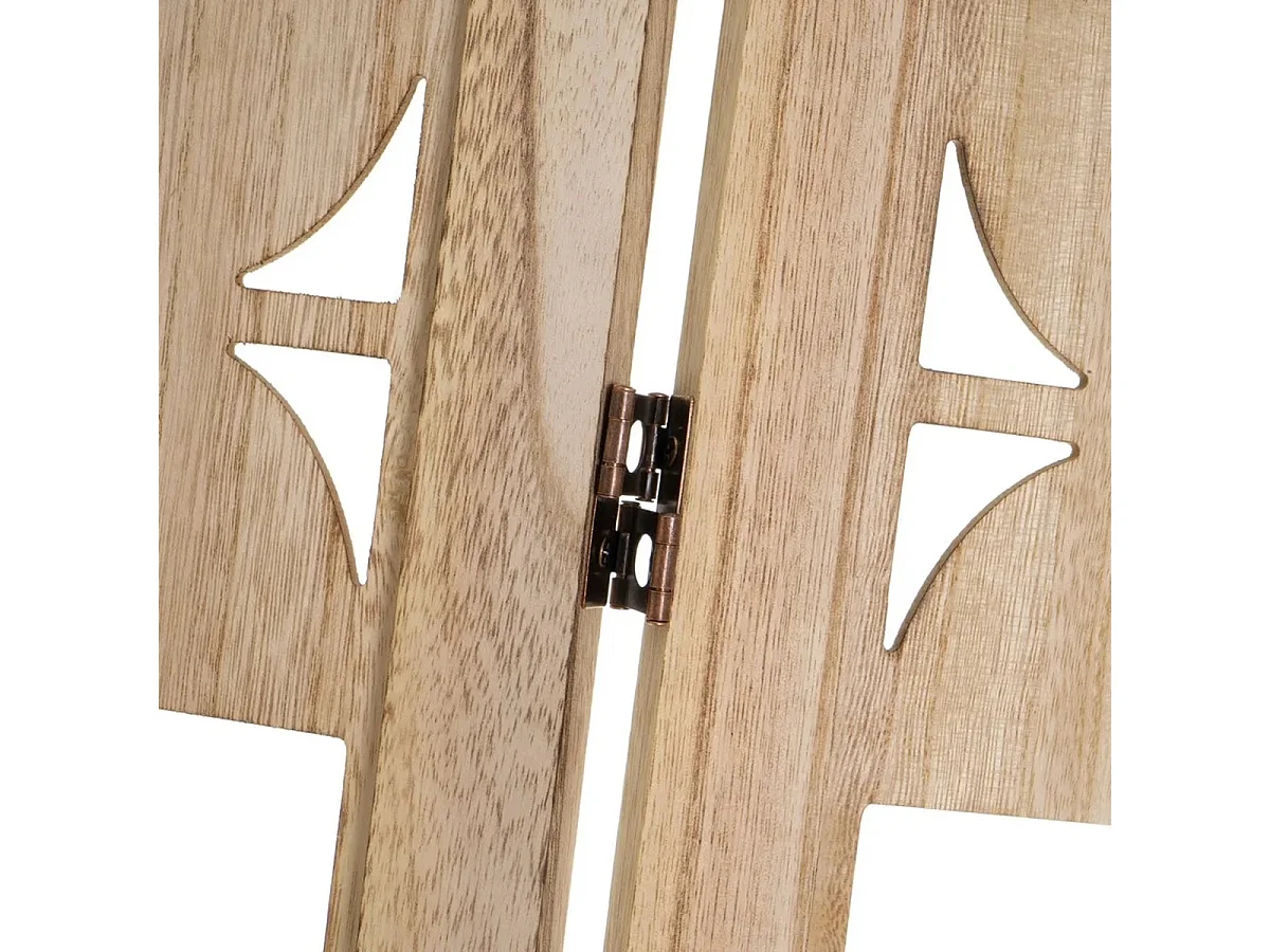 Paravent avec 3 pans en bois MDF et paulownia coloris naturel, blanc - Longueur 120 x Profondeur 2 x Hauteur 170 cm