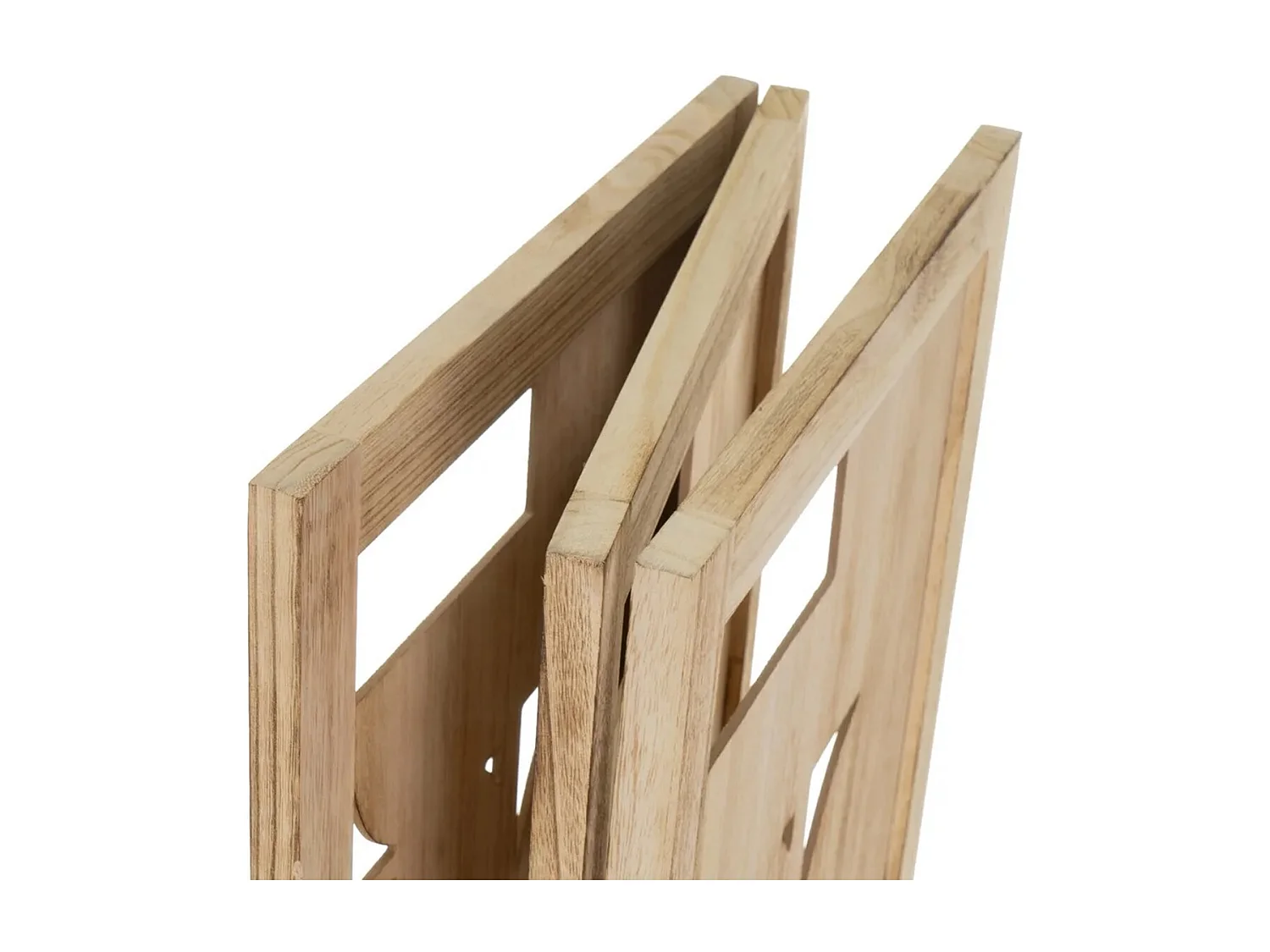 Paravent avec 3 pans en bois MDF et paulownia coloris naturel, blanc - Longueur 120 x Profondeur 2 x Hauteur 170 cm