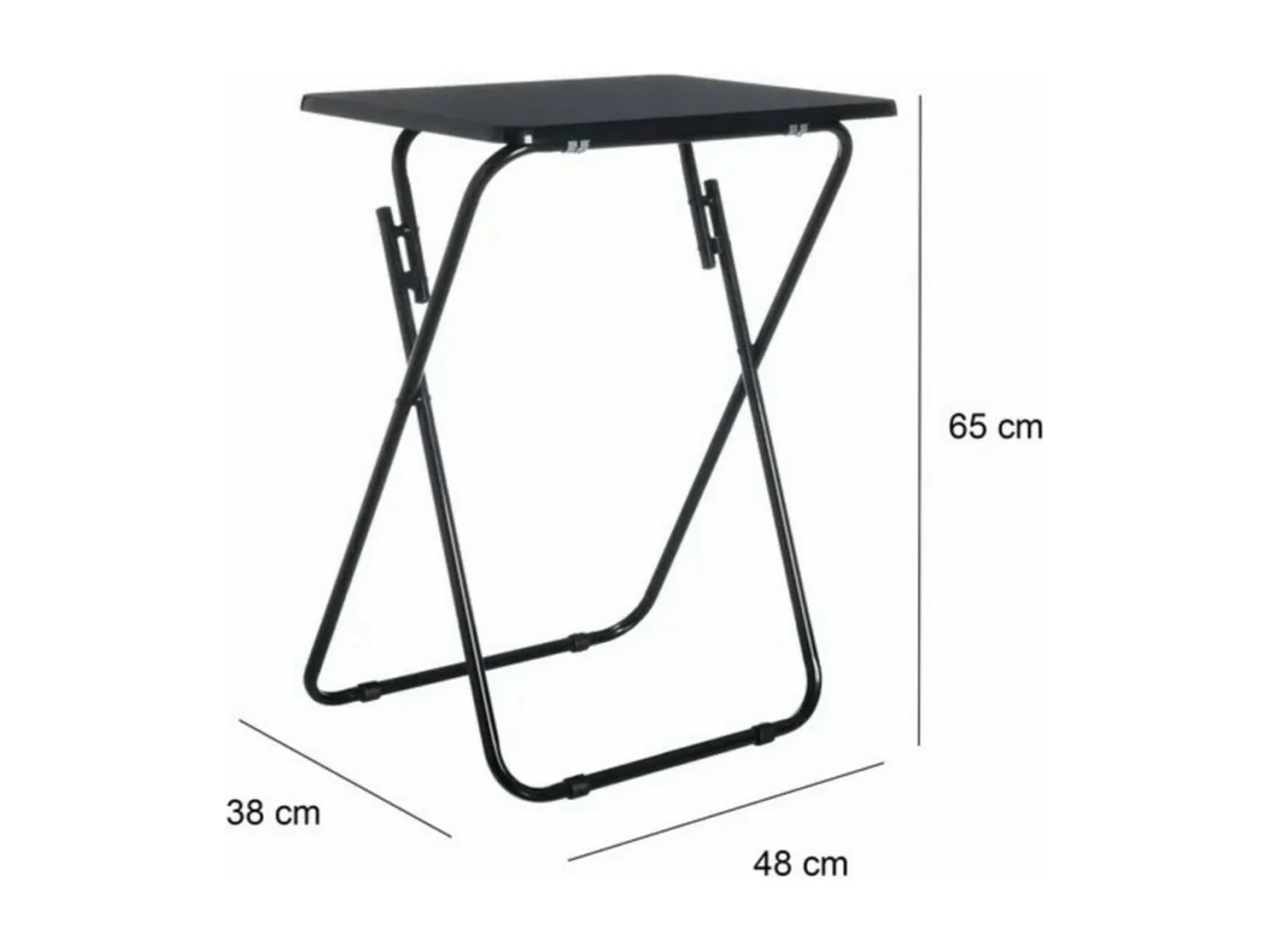 Table pliante coloris noir - Longueur 48 x Profondeur 38 x Hauteur 65 cm