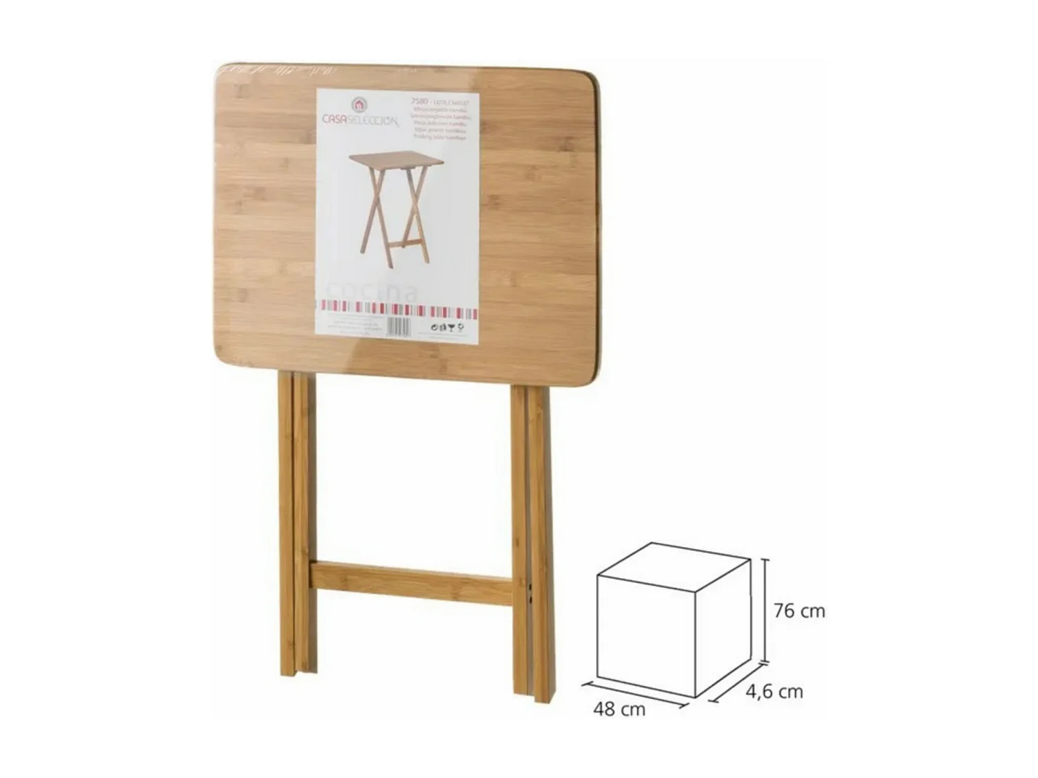 Table pliante en bambou coloris naturel - Longueur 49,50 x Profondeur 37,50 x Hauteur 65,50 cm