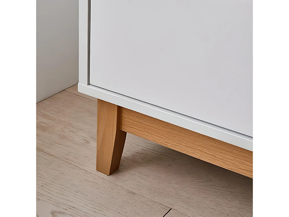 Commode meuble de rangement coloris blanc-naturel - longueur 60 x profondeur 40 x hauteur 90 cm