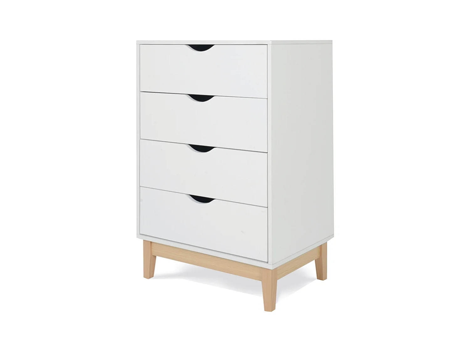 Commode meuble de rangement coloris blanc-naturel - longueur 60 x profondeur 40 x hauteur 90 cm