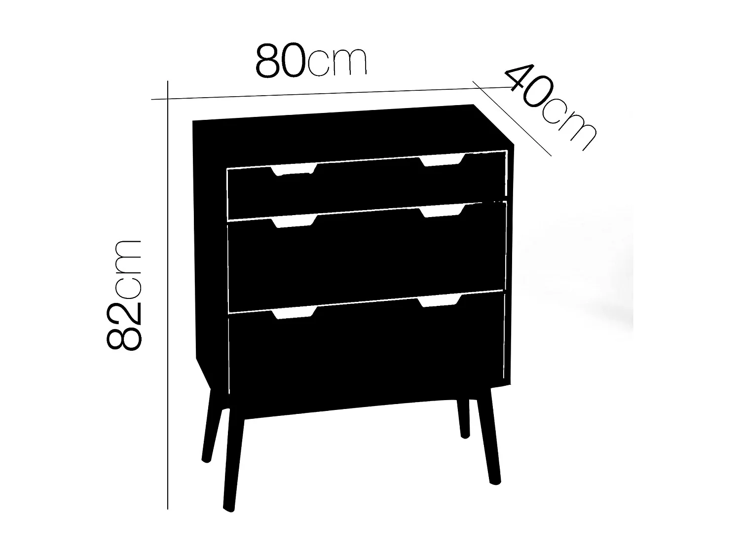 Commode meuble de rangement coloris blanc/naturel - longueur 80 x profondeur 40 x hauteur 82 cm