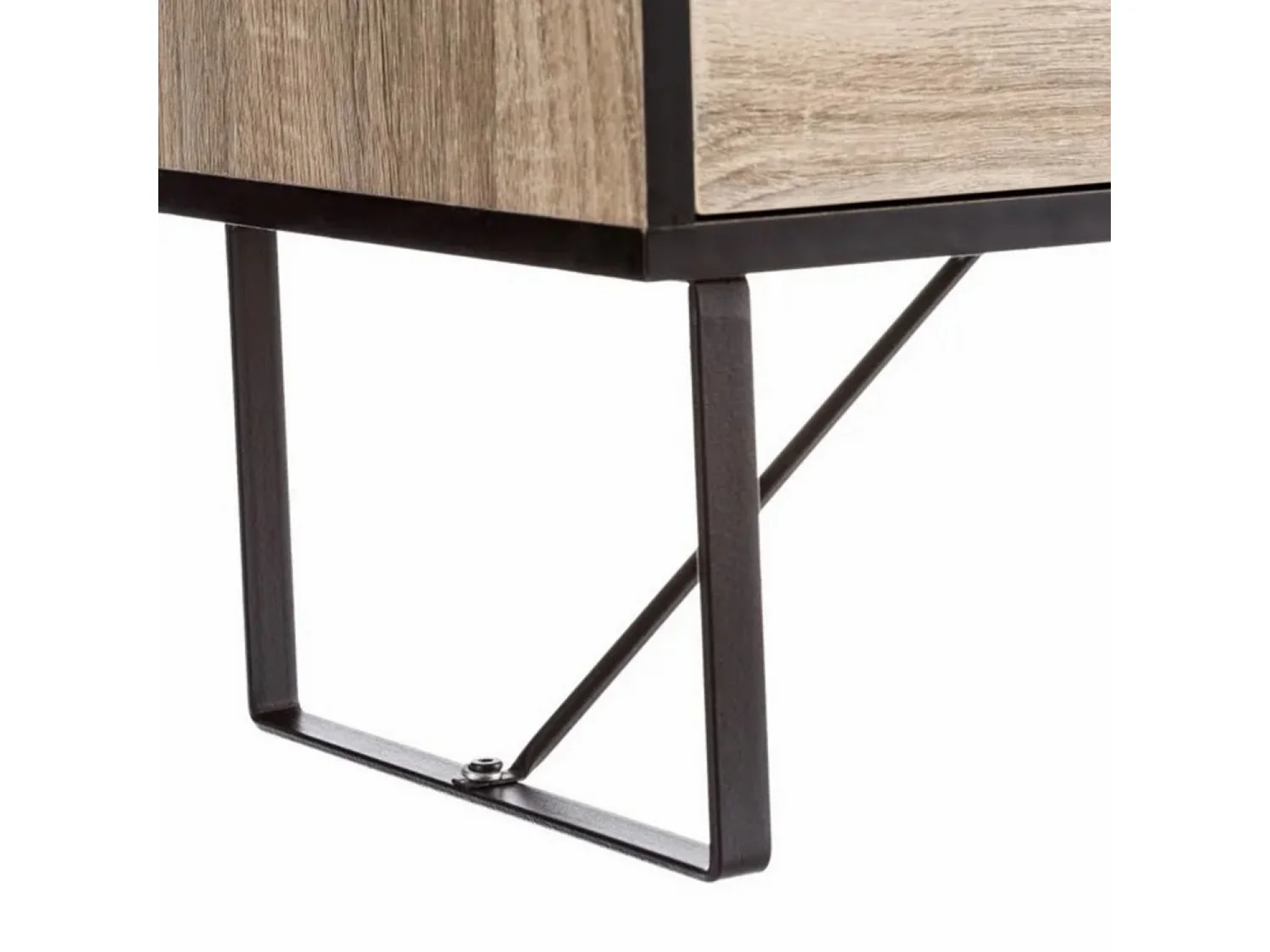 Commode buffet meuble de rangement coloris naturel/noir - Longueur 60 x Profondeur 35 x Hauteur 100 cm