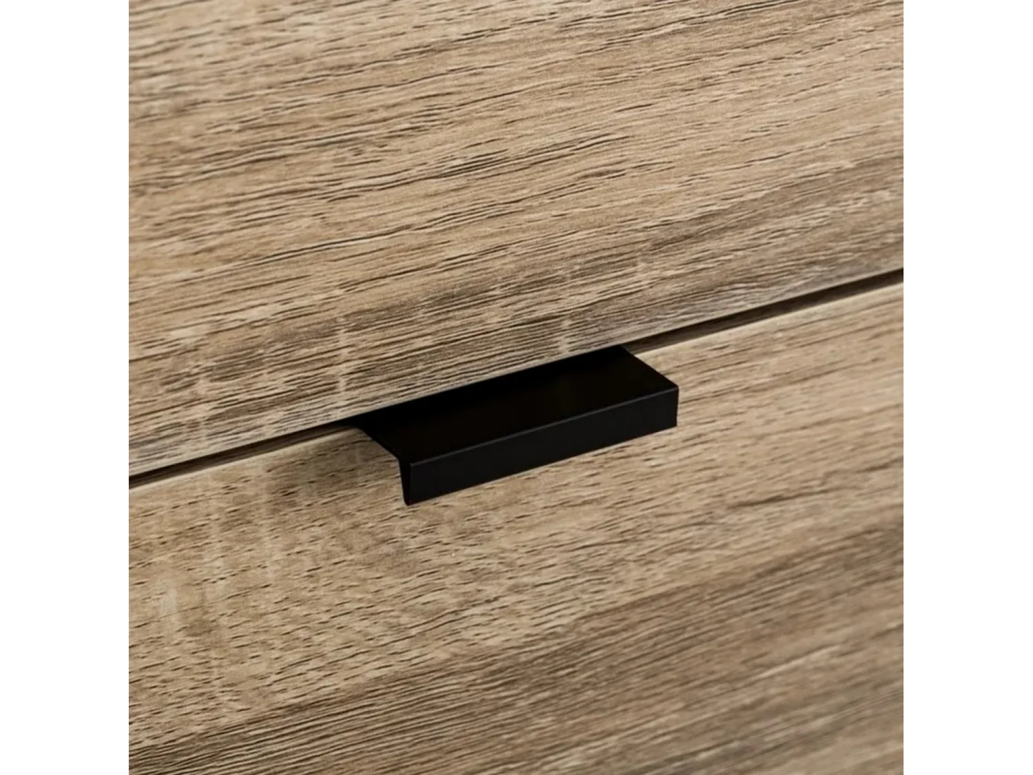 Commode buffet meuble de rangement coloris naturel/noir - Longueur 60 x Profondeur 35 x Hauteur 100 cm