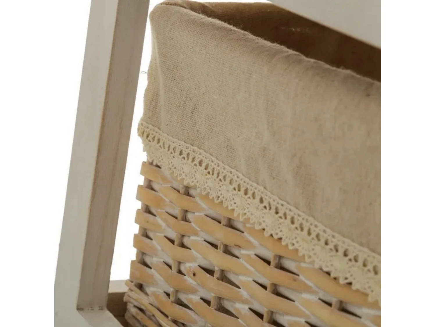 Commode meuble de rangement coloris beige/naturel - Longueur 71 x Profondeur 32 x Hauteur 49 cm