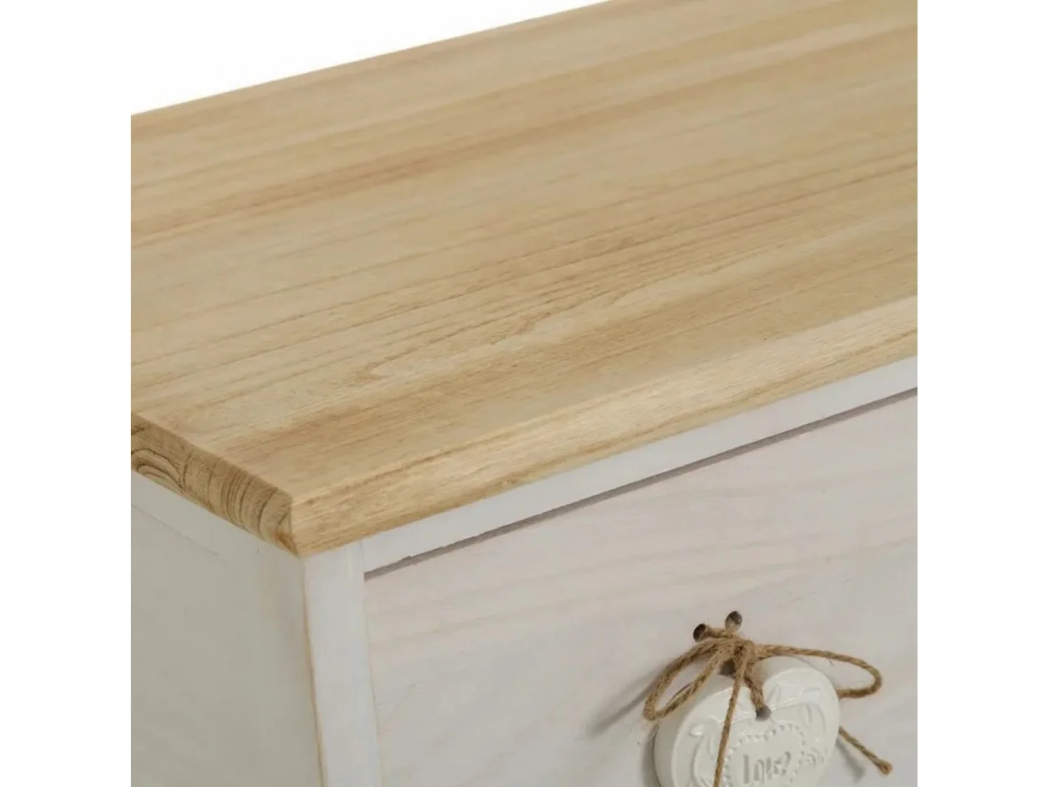 Commode meuble de rangement coloris beige/naturel - Longueur 71 x Profondeur 32 x Hauteur 49 cm