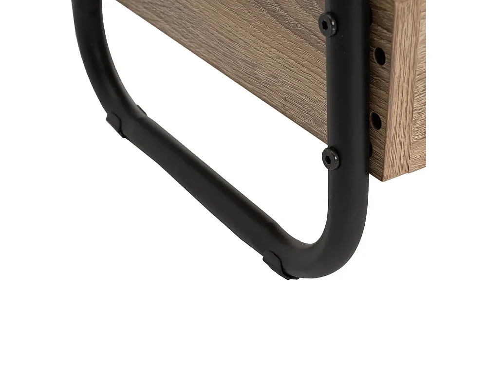 Étagère, meuble de rangement avec 3 paniers en bois aggloméré coloris chêne et pieds en métal noir - Longueur 41 x Profondeur 30 x Hauteur 77 cm