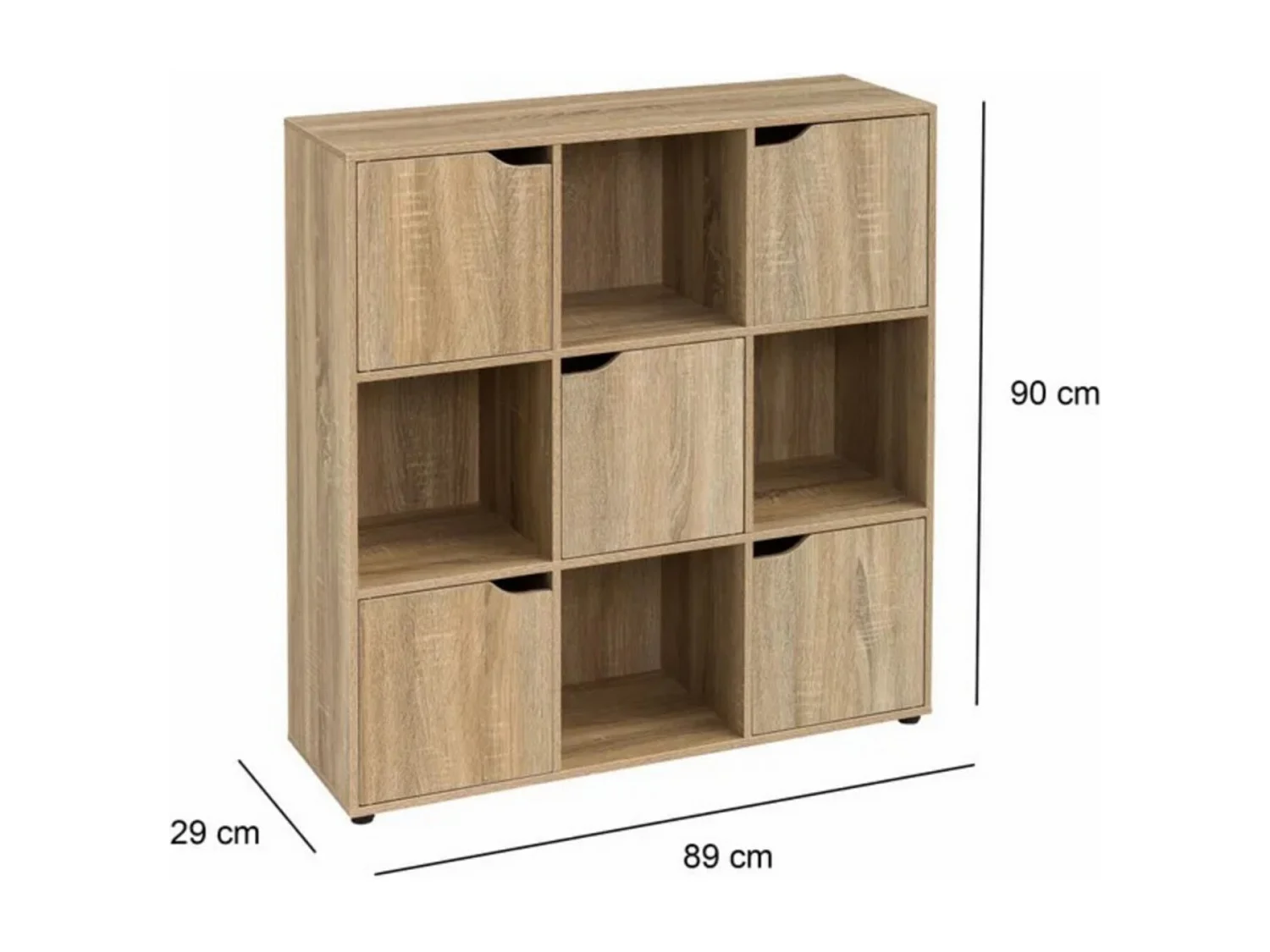 Bibliothèque meuble étagère meuble de rangement coloris naturel - Longueur 89 x Profondeur 29 x Hauteur 90 cm
