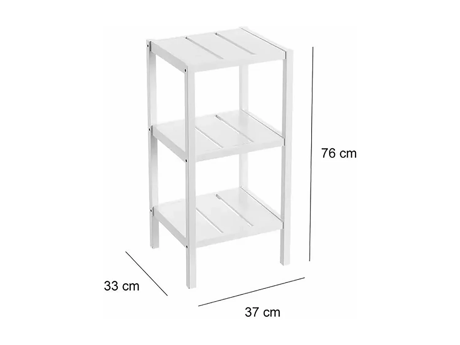 Meuble étagère coloris blanc - Longueur 37 x Profondeur 33 x Hauteur 76 cm