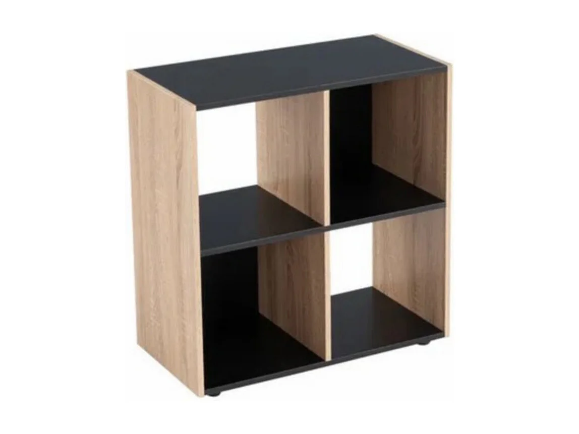 Meuble étagère coloris naturel/noir - Longueur 60 x Profondeur 29 x Hauteur 62 cm