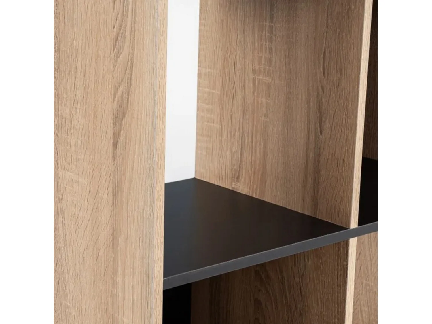 Meuble étagère coloris naturel/noir - Longueur 60 x Profondeur 29 x Hauteur 62 cm