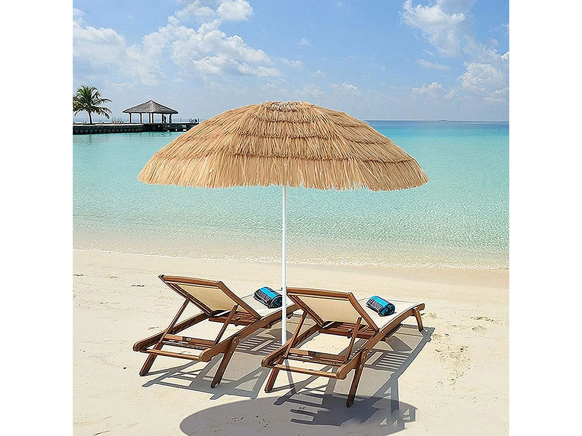 Parasol de plage pliable en noix de coco + Sac