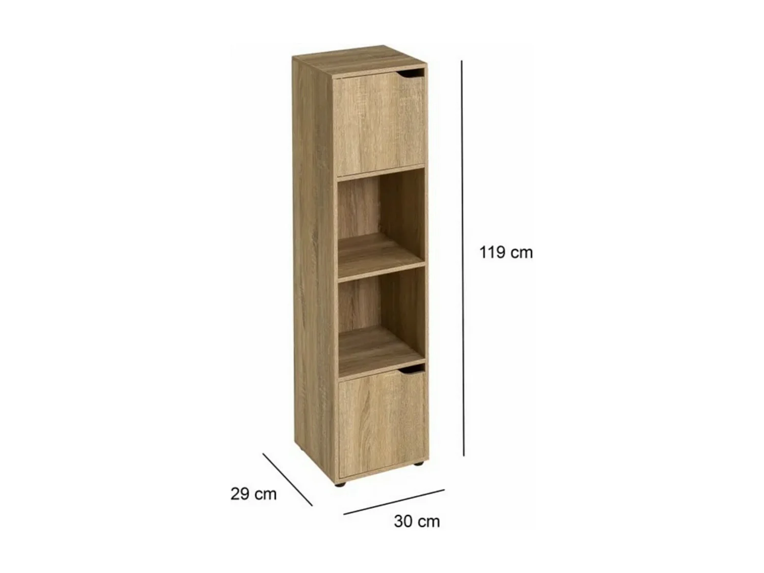 Colonne étagère meuble de rangement coloris naturel - Longueur 30 x Profondeur 29 x Hauteur 119 cm