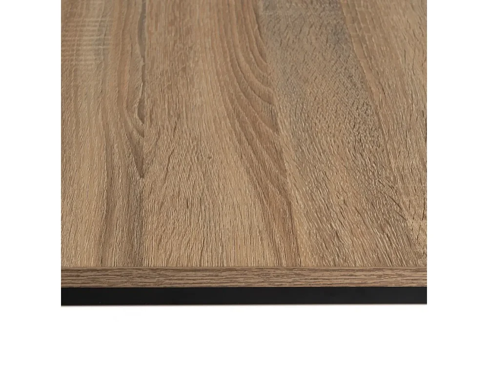 Table basse carrée en panneaux de particules coloris chêne avec base en métal noir - Longueur 70 x Profondeur 70 x Hauteur 40 cm