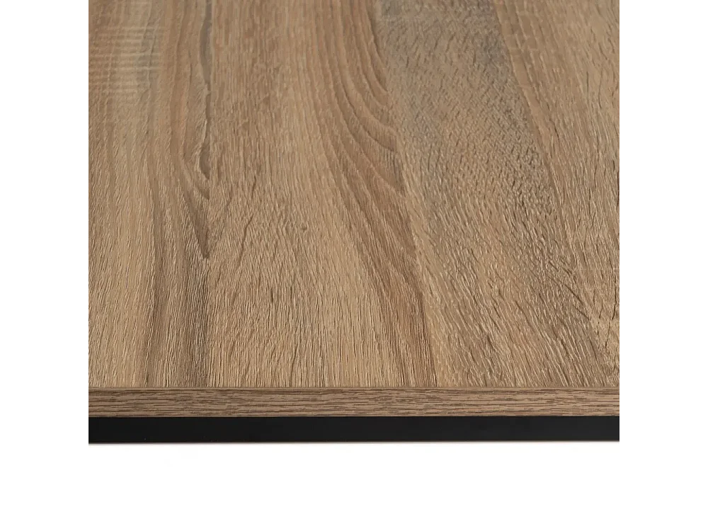 Table basse carrée en panneaux de particules coloris chêne avec base en métal noir - Longueur 70 x Profondeur 70 x Hauteur 40 cm