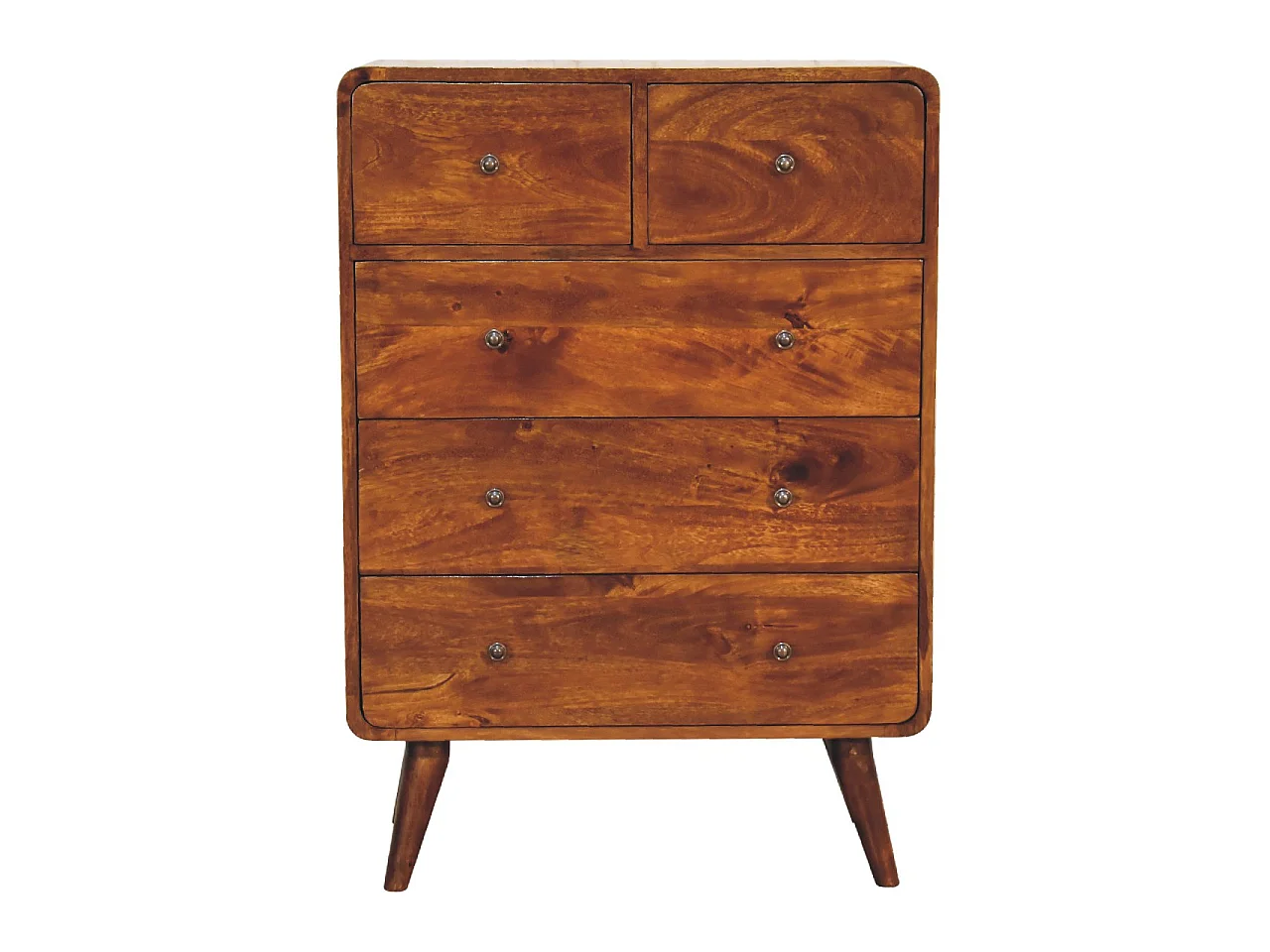 Artisan Furniture buet kommode i kastanjetræ, 5 skuffer, brun
