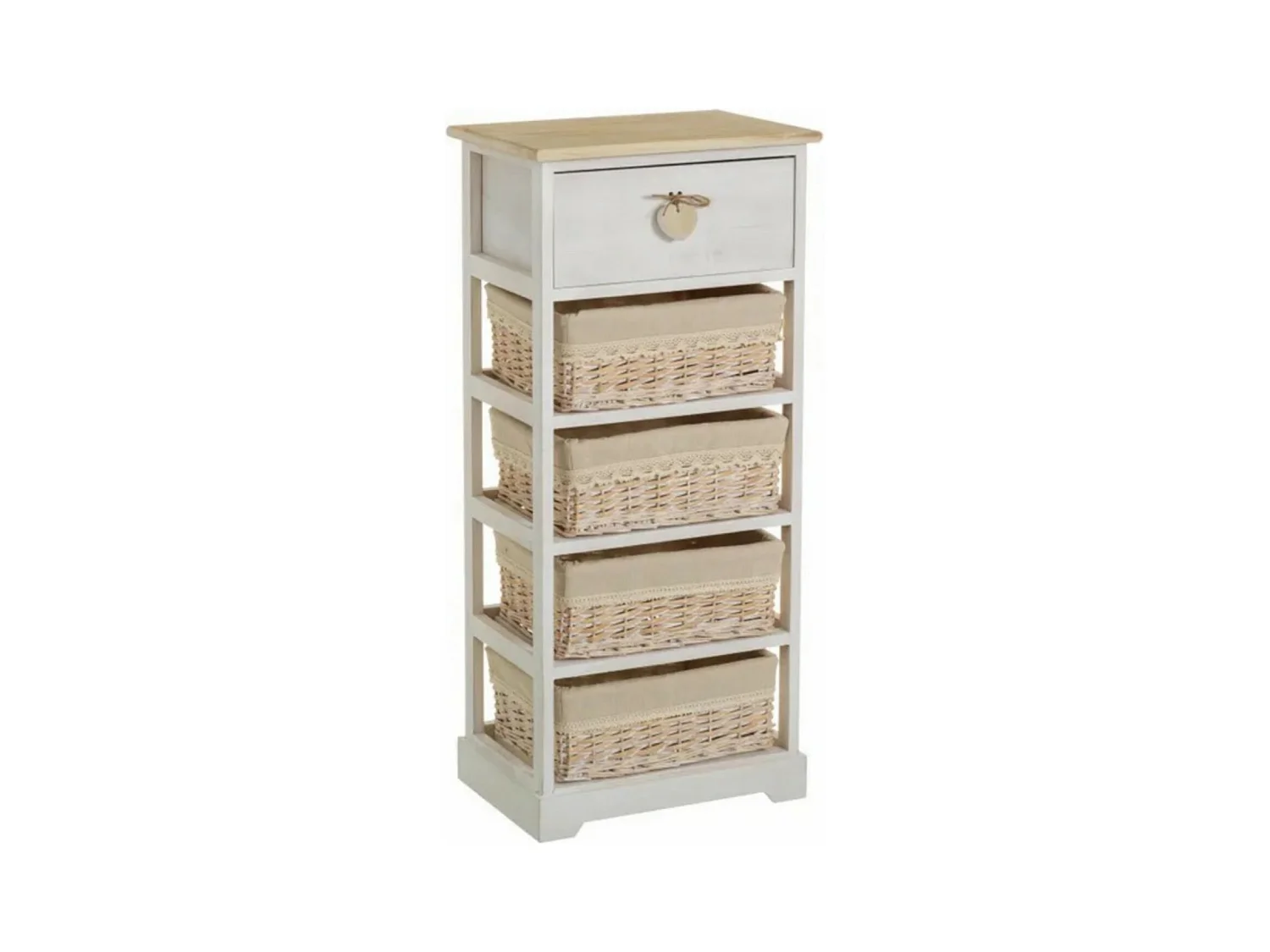 Chiffonier meuble de rangement coloris beige/naturel - Longueur 40 x Profondeur 29 x Hauteur 90 cm
