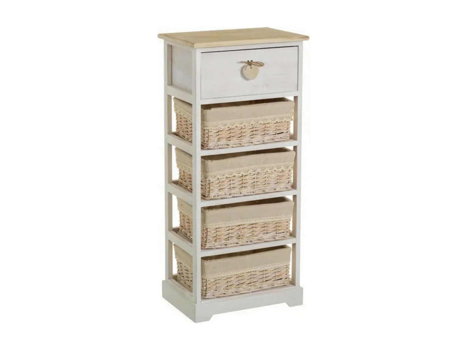 Chiffonier meuble de rangement coloris beige/naturel - Longueur 40 x Profondeur 29 x Hauteur 90 cm