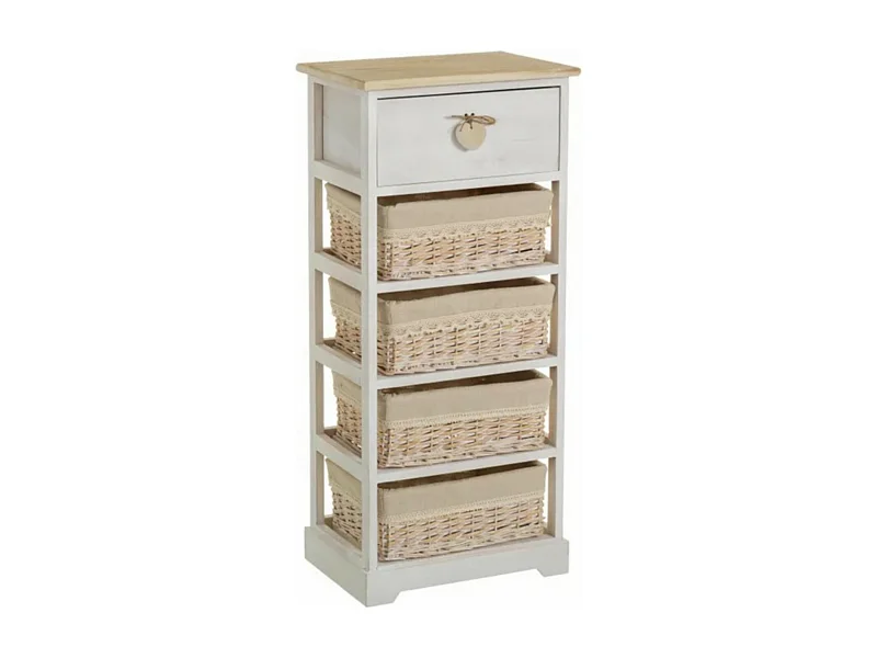 Chiffonier meuble de rangement coloris beige/naturel - Longueur 40 x Profondeur 29 x Hauteur 90 cm