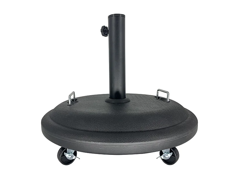 PIED DE PARASOL CIMENT NOIR AVEC ROUE 25 kg- DIAMETRE 50 cm