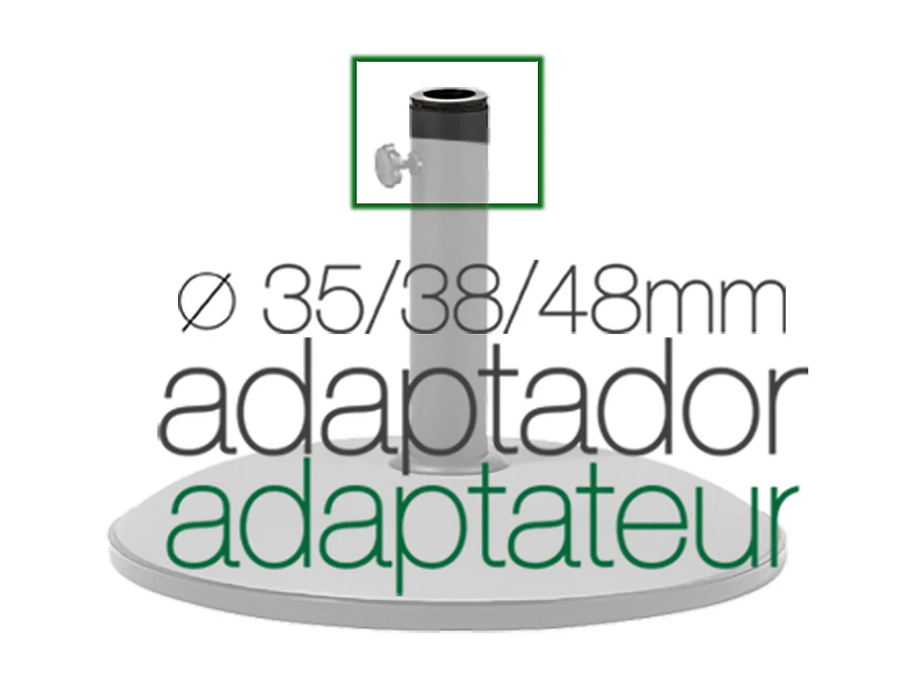 PIED DE PARASOL CIMENT NOIR AVEC ROUE 25 kg- DIAMETRE 50 cm