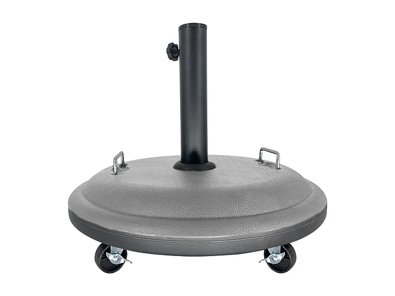 Pied de parasol avec roues, base de parasol en ciment coloris gris - Diamètre 50 cm