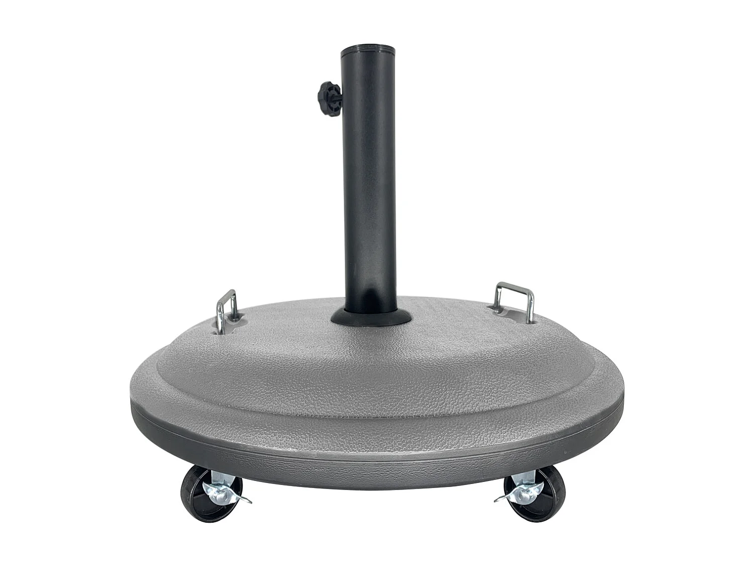 Pied de parasol avec roues, base de parasol en ciment coloris gris - Diamètre 50 cm
