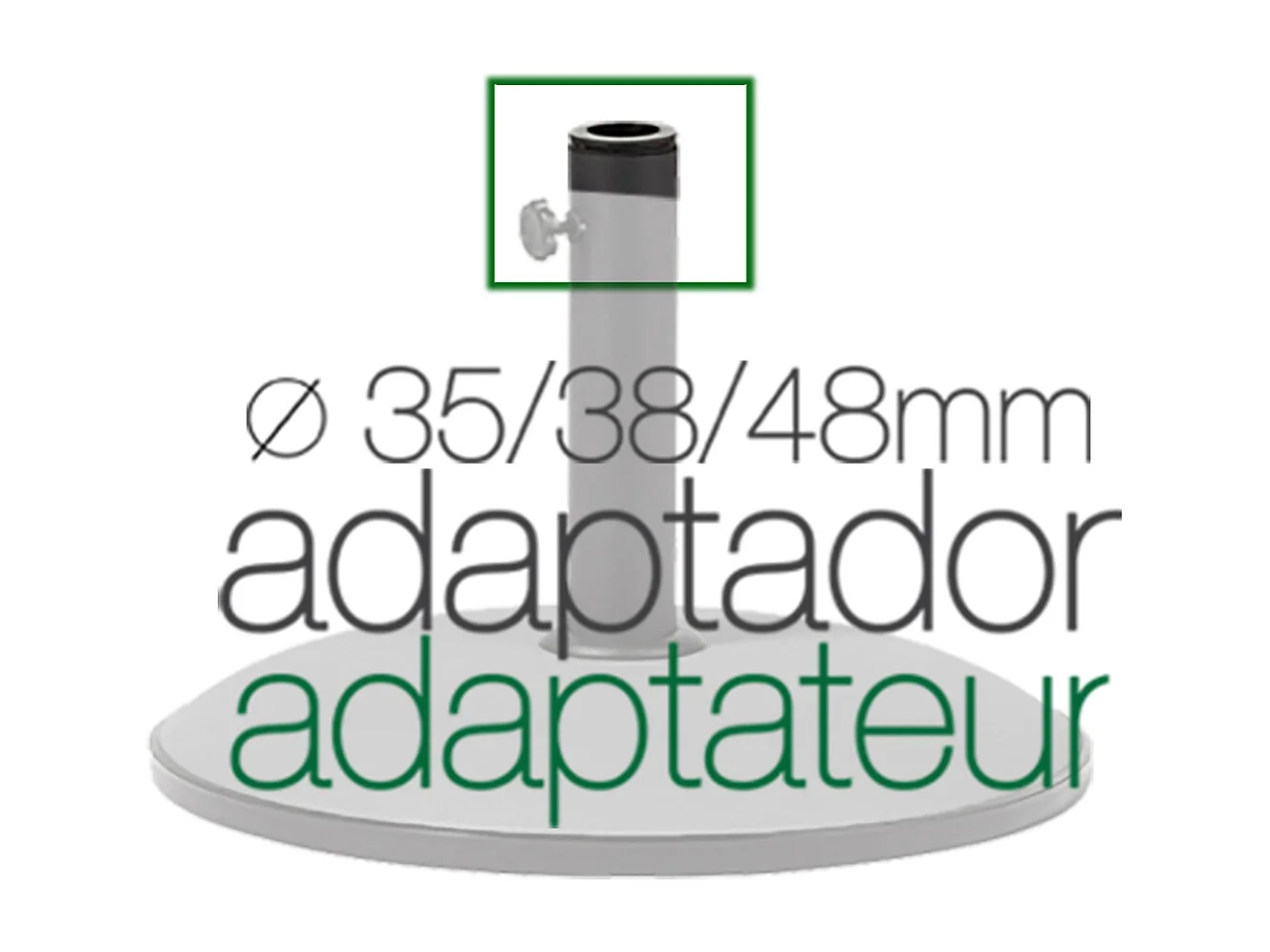 Pied de parasol avec roues, base de parasol en ciment coloris gris - Diamètre 50 cm