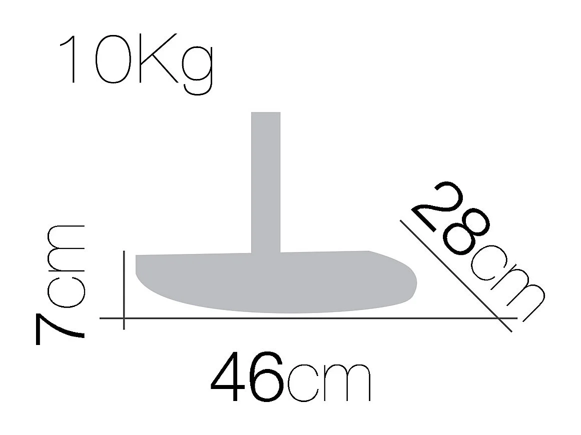 Demi-Pied de Parasol, Base de Parasol pour Balcon en Ciment Coloris Gris - Longueur 46 x Profondeur 28 x Hauteur 7 cm